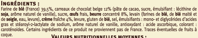 Mini gâches aux carreaux de chocolat Belge - Ingredients - fr