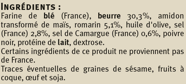 Triangles au romarin et au sel de Camargue - Ingredients - fr