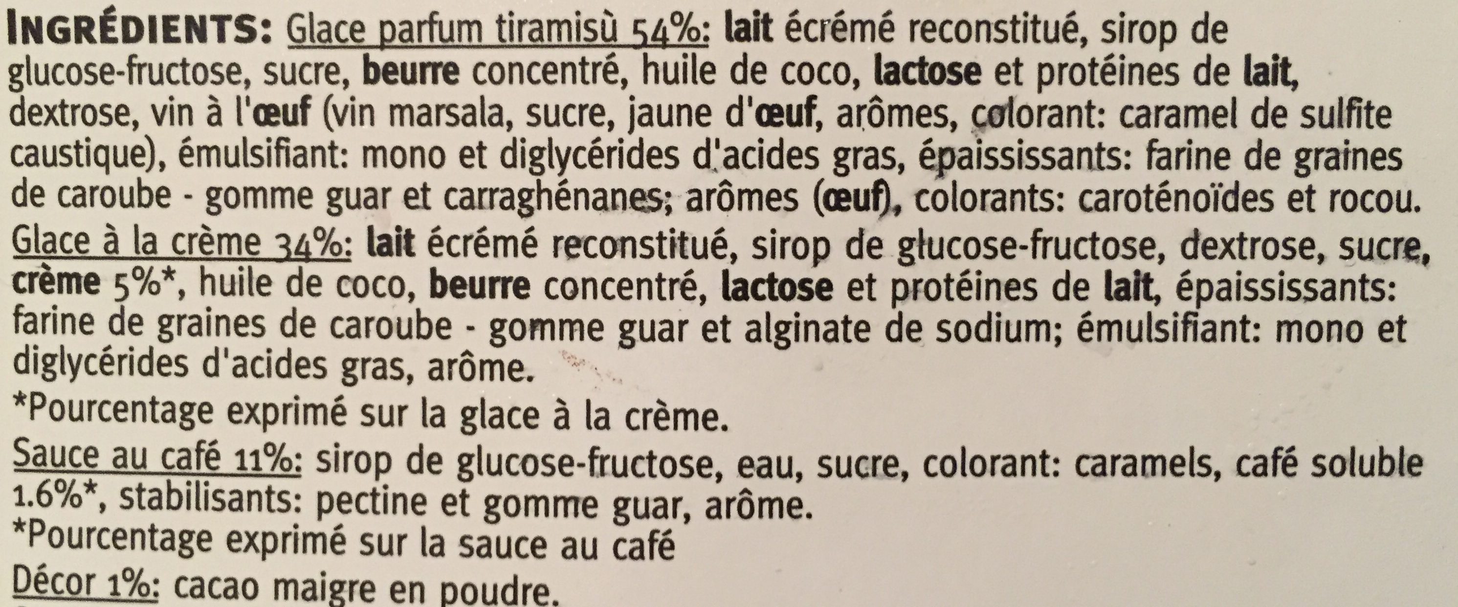 Dessert Glacé Façon Tiramisu - Ingredients - fr