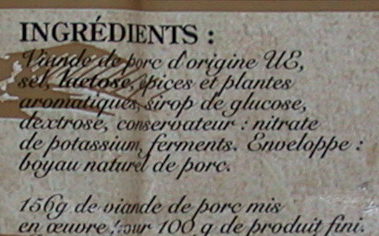 Le Goustalin - Saucisse sèche - Ingredients - fr