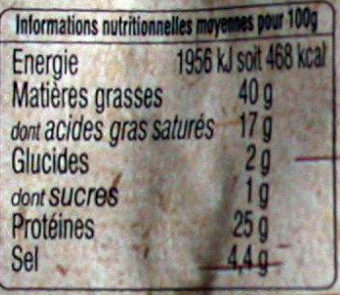 Le Goustalin - Saucisse sèche - Nutrition facts - fr