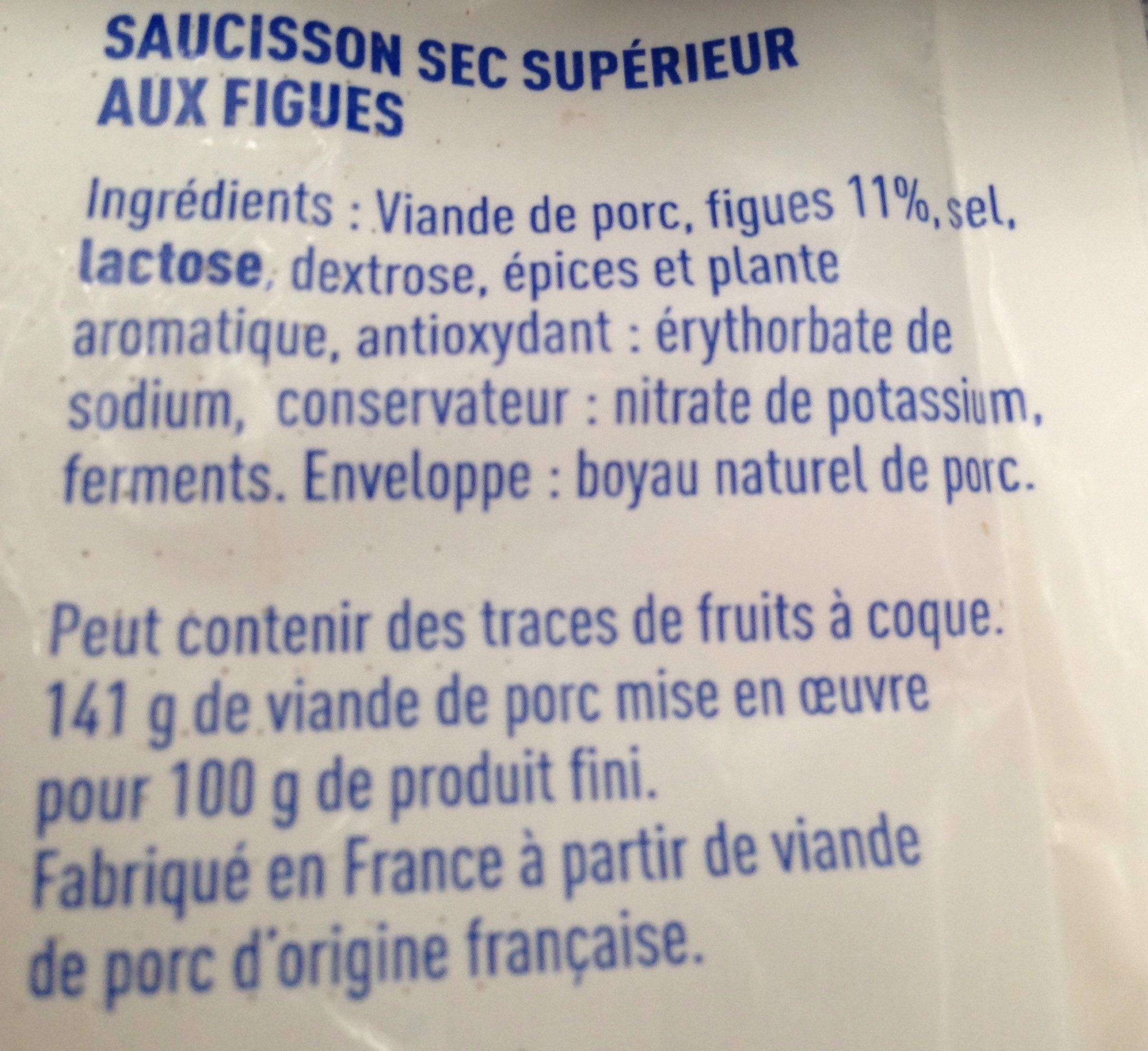 Saucisson sec aux figues - Ingredients - fr