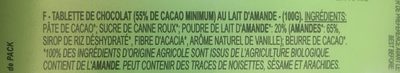 Chocolat Au Lait D'amande (100 GR) - Ingredients