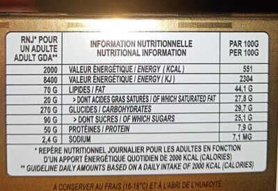 Chocolat noir - Nutrition facts - fr
