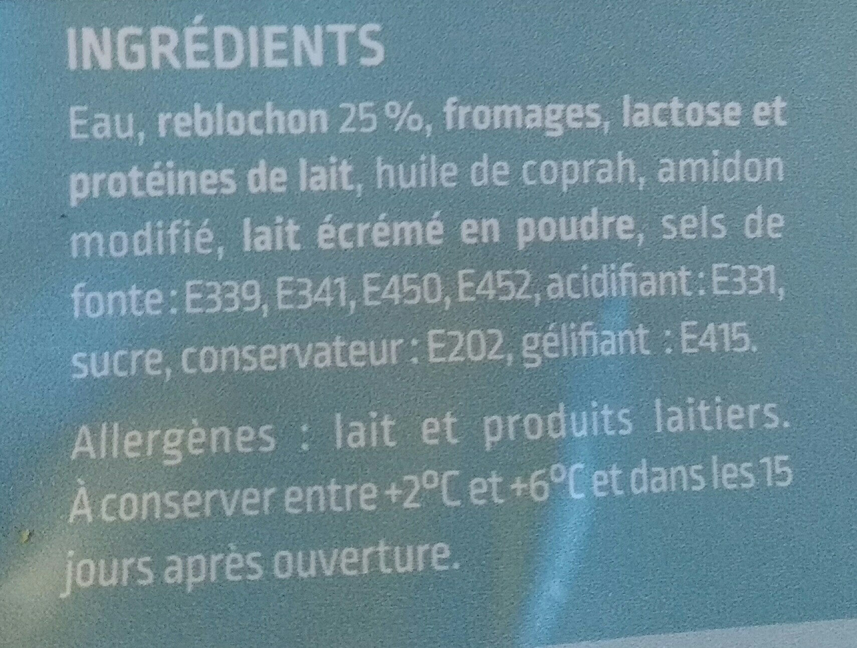 Sauce au Reblochon - Ingredienser - fr