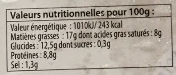 Quenelles lyonnaises cachere - Nutrition facts - fr