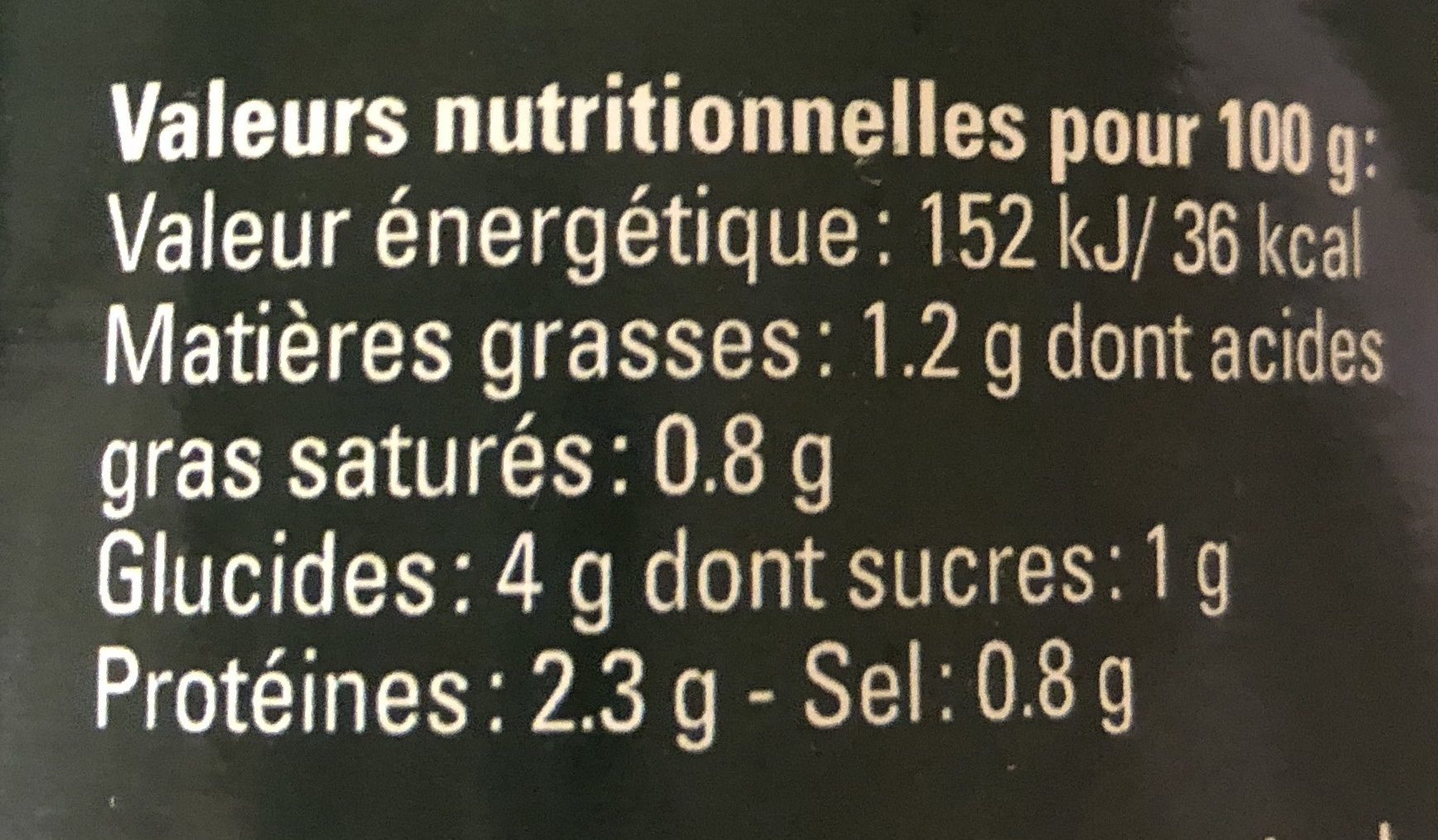 Veloute d’asperges - Nutrition facts - fr