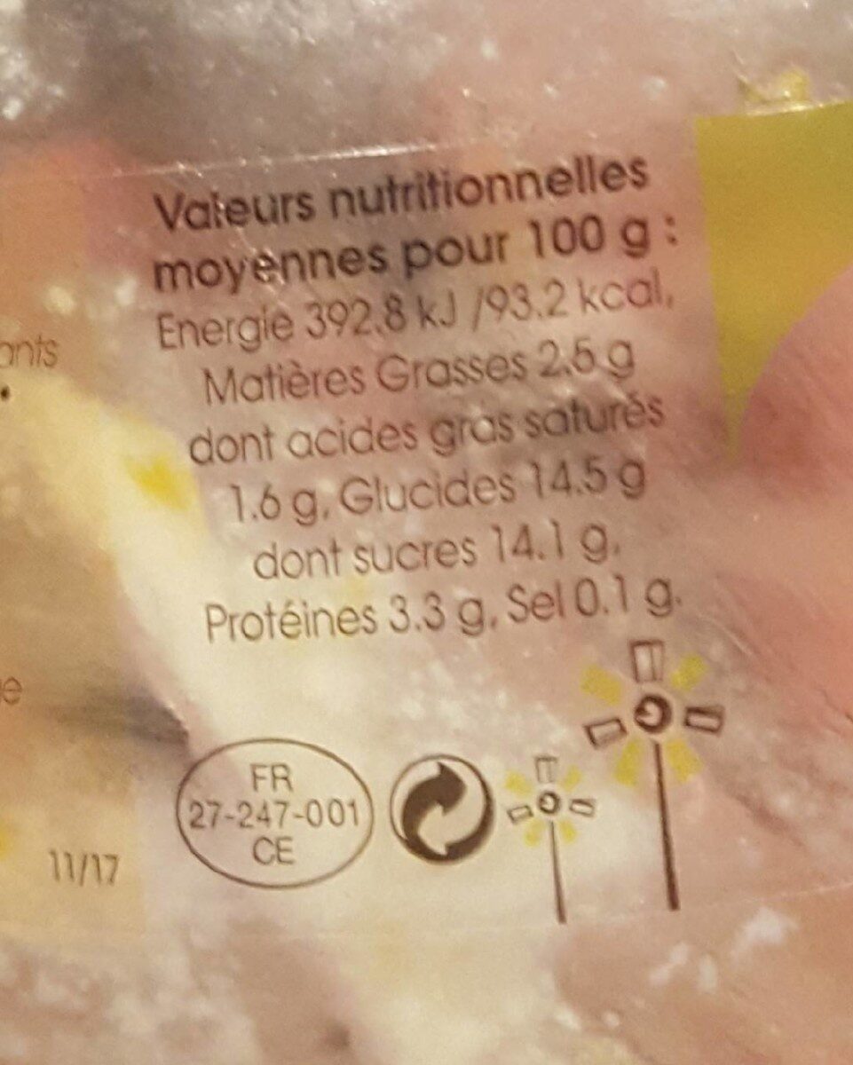 Yaourt sucré aux citron Au bon lait de nos vache de Normandie - Tableau nutritionnel