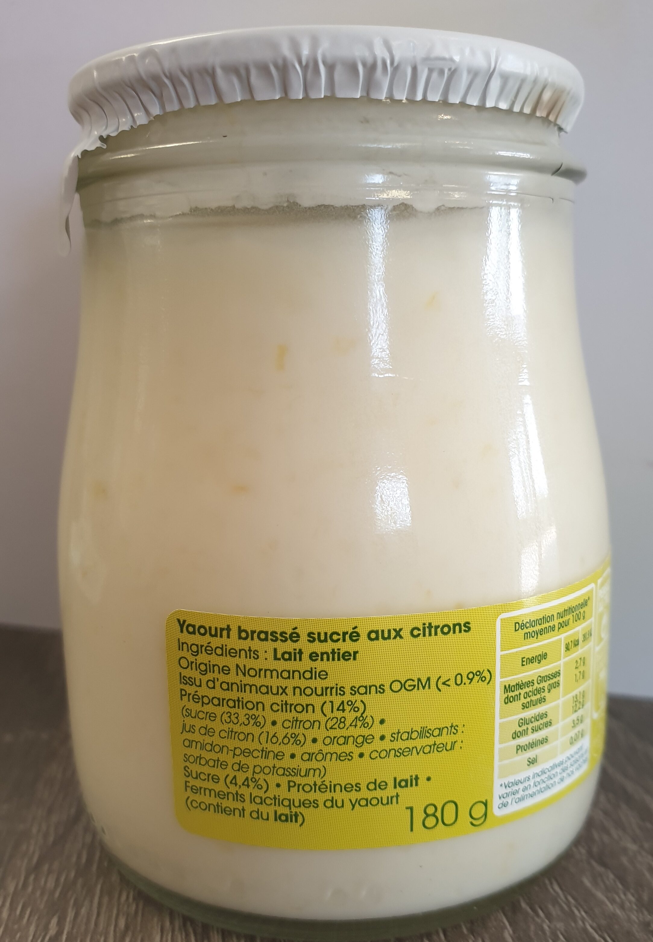 Yaourt au lait citron - Ingredients