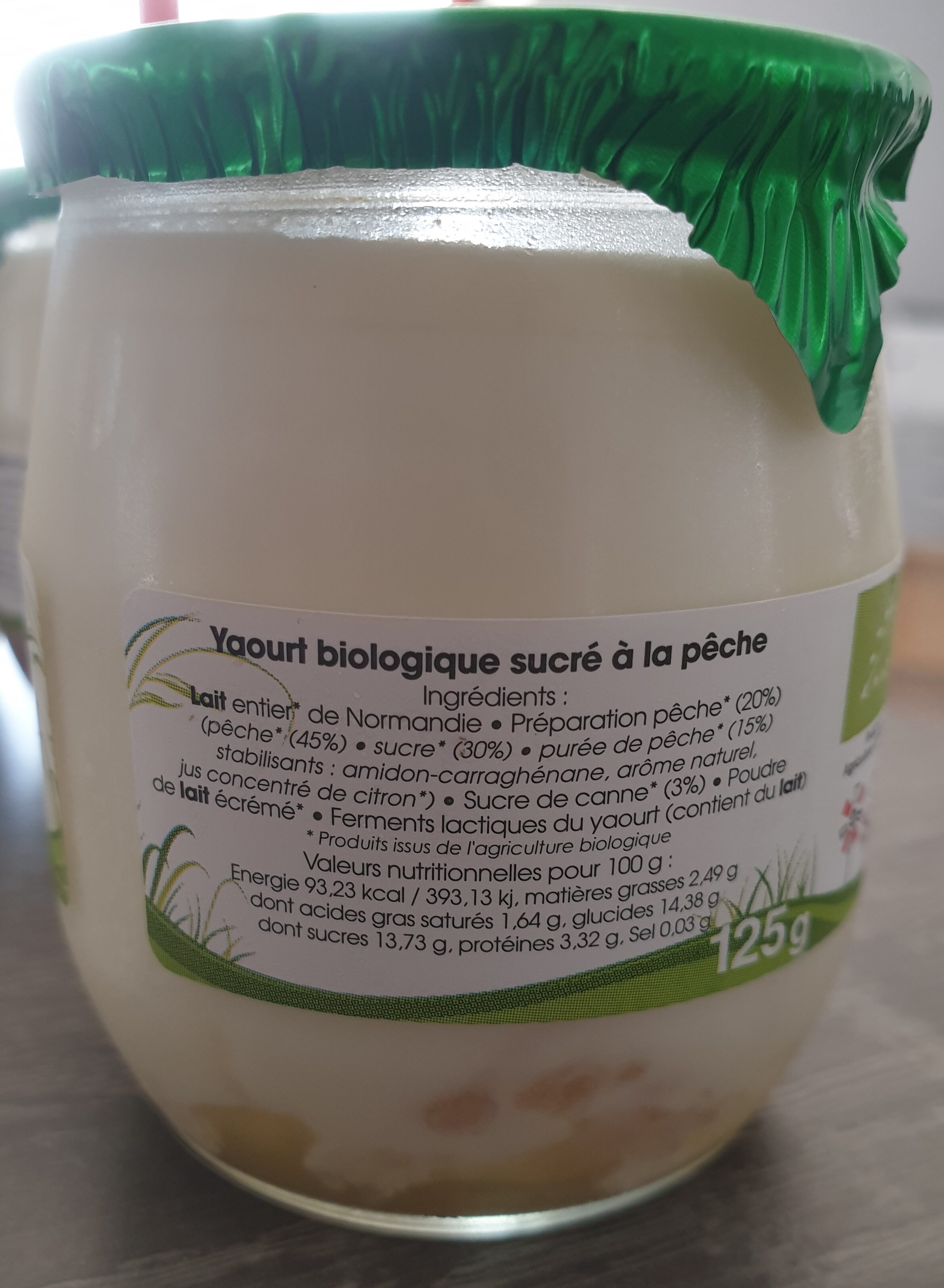 Yaourt bio pêche - Ingredients - fr