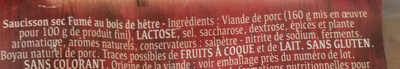 Véritable saucisson sec Savoie fumé au bois de hêtre - Ingredients - fr