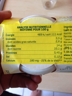 Yaourt De Brebis Citron - Nutrition facts