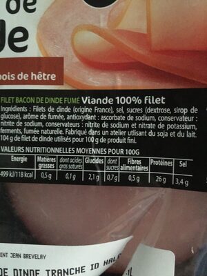 Bacon de dinde - Ingredients - fr