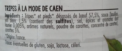 Tripes à la mode de Caen - Ingrédients