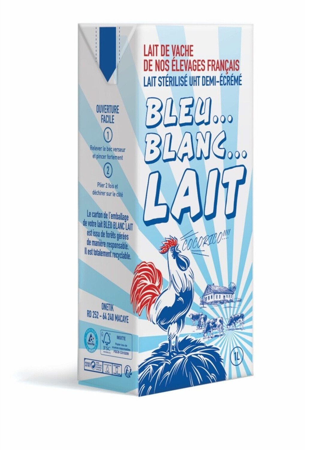 Bleu Blanc Lait - Lait de vache de nos élevages Français - Produit
