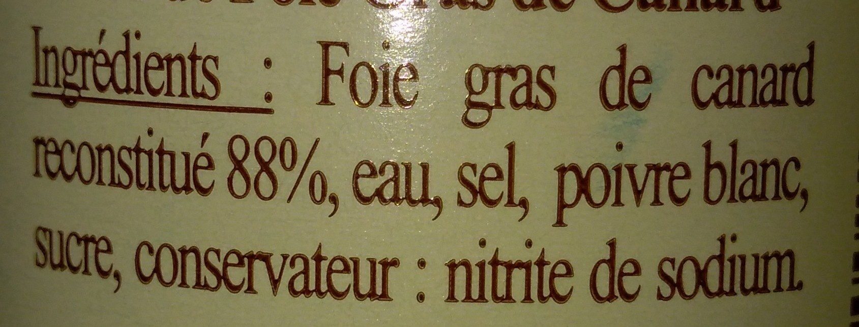Bloc de foie gras de canard - Ingredients - fr