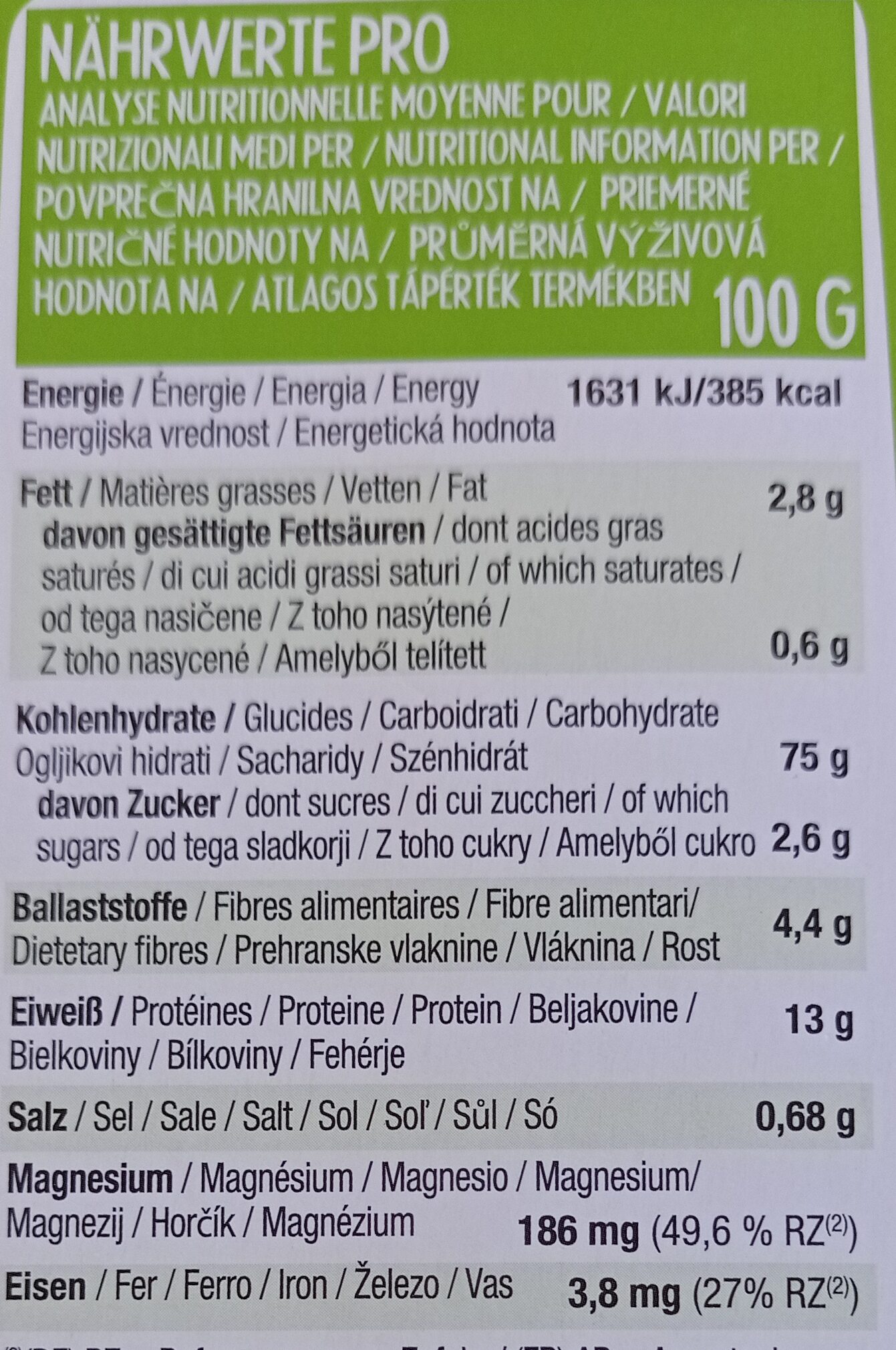 Knusperbrot Buchweisen - Nutrition facts - de