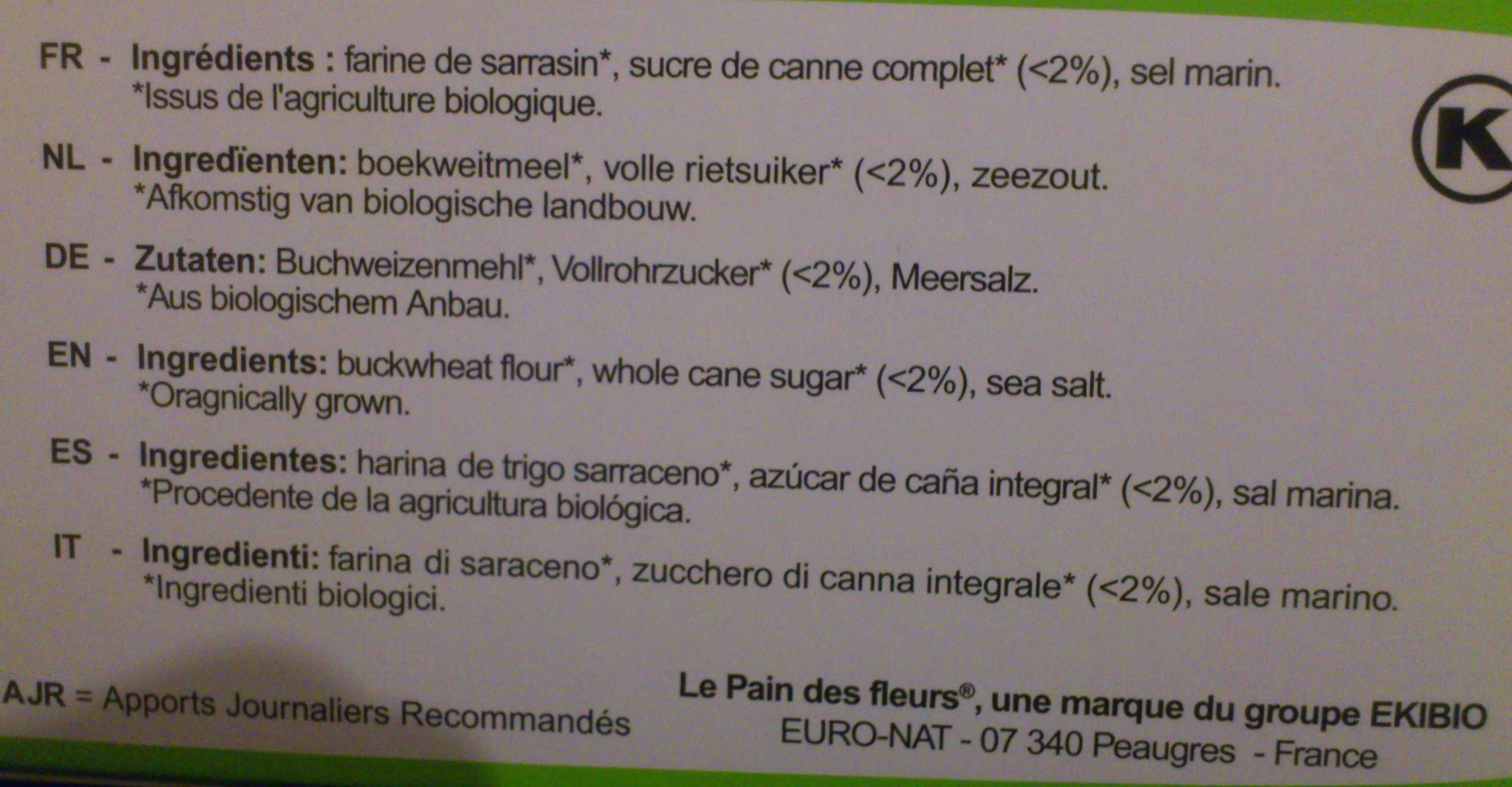 Tartines craquantes au sarrasin - Ingredients - fr