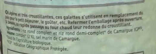 Galettes de Riz de Camargue au sésame - Ingredients - fr
