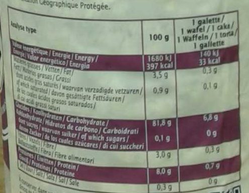 Galettes de Riz de Camargue au sésame - Nutrition facts - fr