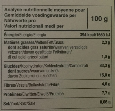 Tartines craquantes bio cacao - Tableau nutritionnel