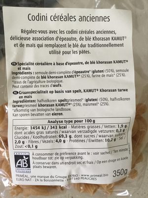 Codini De Cereales Anciennes - Ingredients - fr