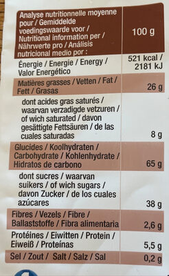 Gaufrettes chocolat - Nutrition facts