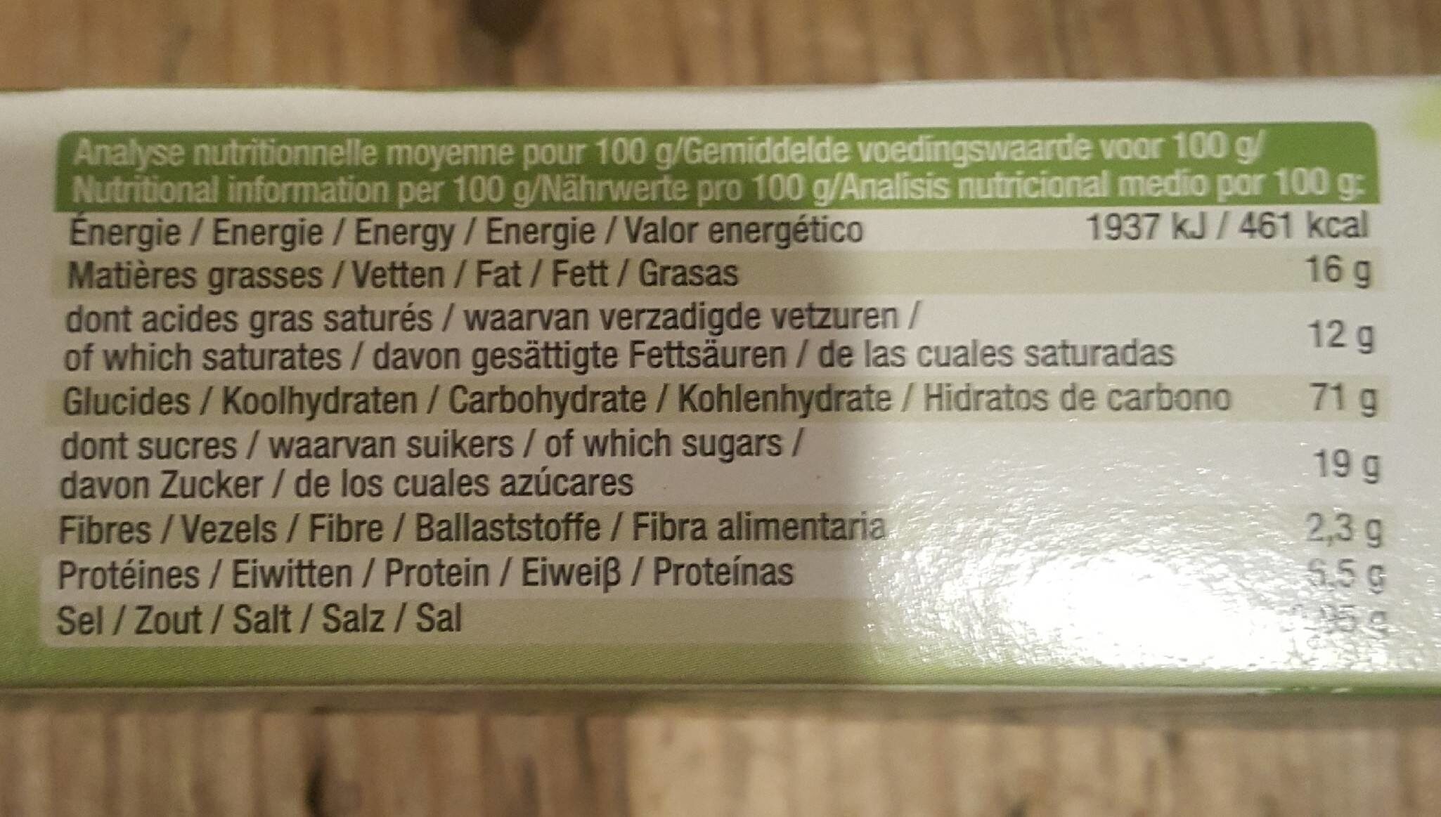 Petit Beurre Sarrasin - Tableau nutritionnel