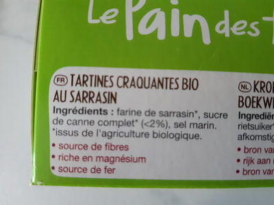 Le Pain des fleurs Au Sarasin - Ingredients - fr
