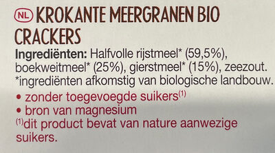 Krokante crackers meergranen - Ingrédients - nl