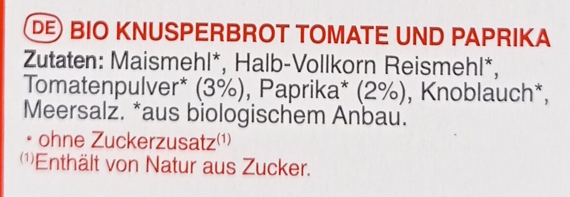 Tartines craquantes bio tomate paprika - Zutaten