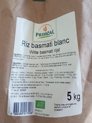 Riz Basmati Blanc Vrac - Ingrédients