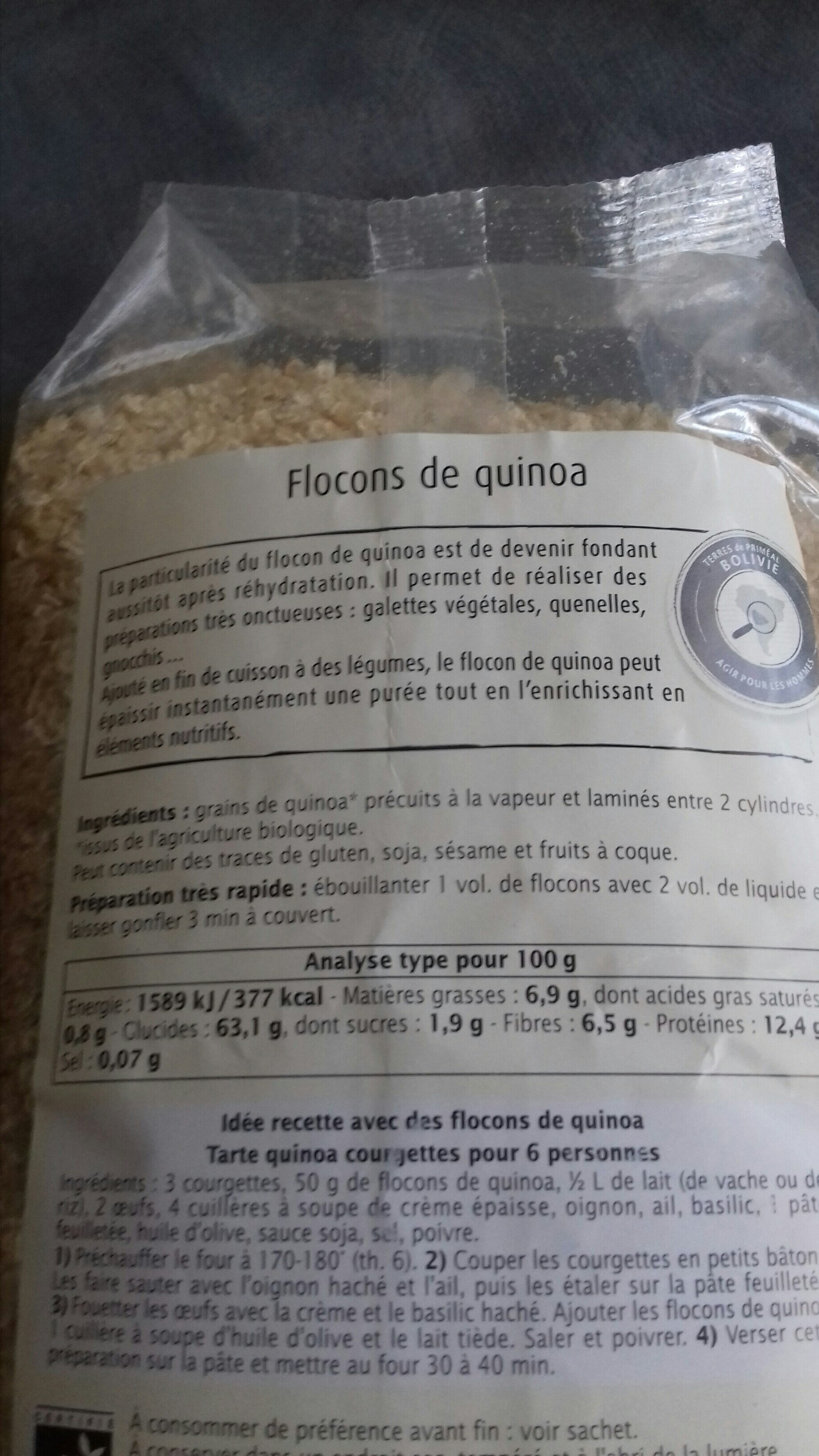 Flocons De Quinoa - Tableau nutritionnel