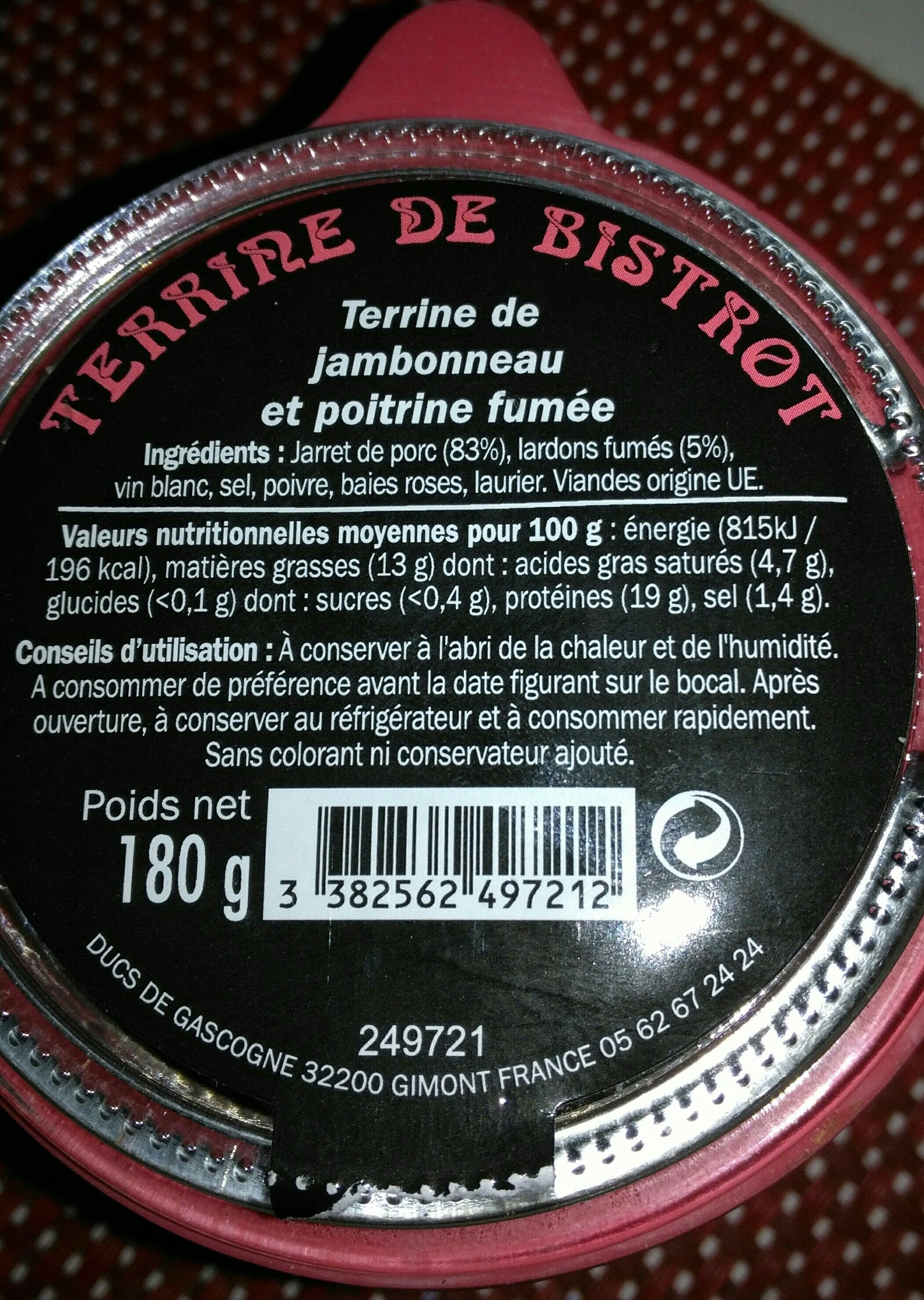 Terrine de jambonneau et poitrine fumée - Ingredients - fr