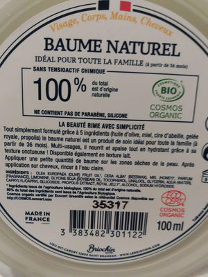 baume naturel - Ingrédients
