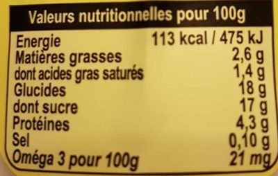Yaourt Saveur Citron - Información nutricional - fr