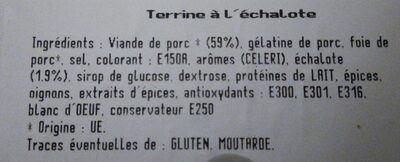 Terrine ? L'echalote - Ingredients - fr