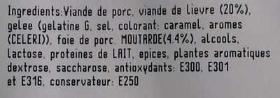 La Terrine de Lièvre recette à la moutarde - Ingredients - fr