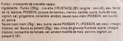 Funko croussants de crevette vapeur avec sauces - المكونات - fr