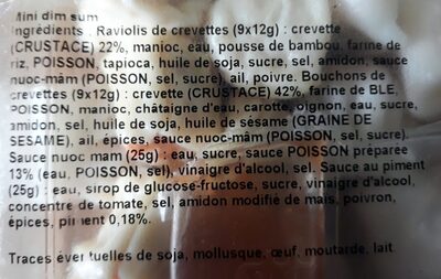 Mini dim sum hakao / siao maï avec sauces - Ingredients - fr