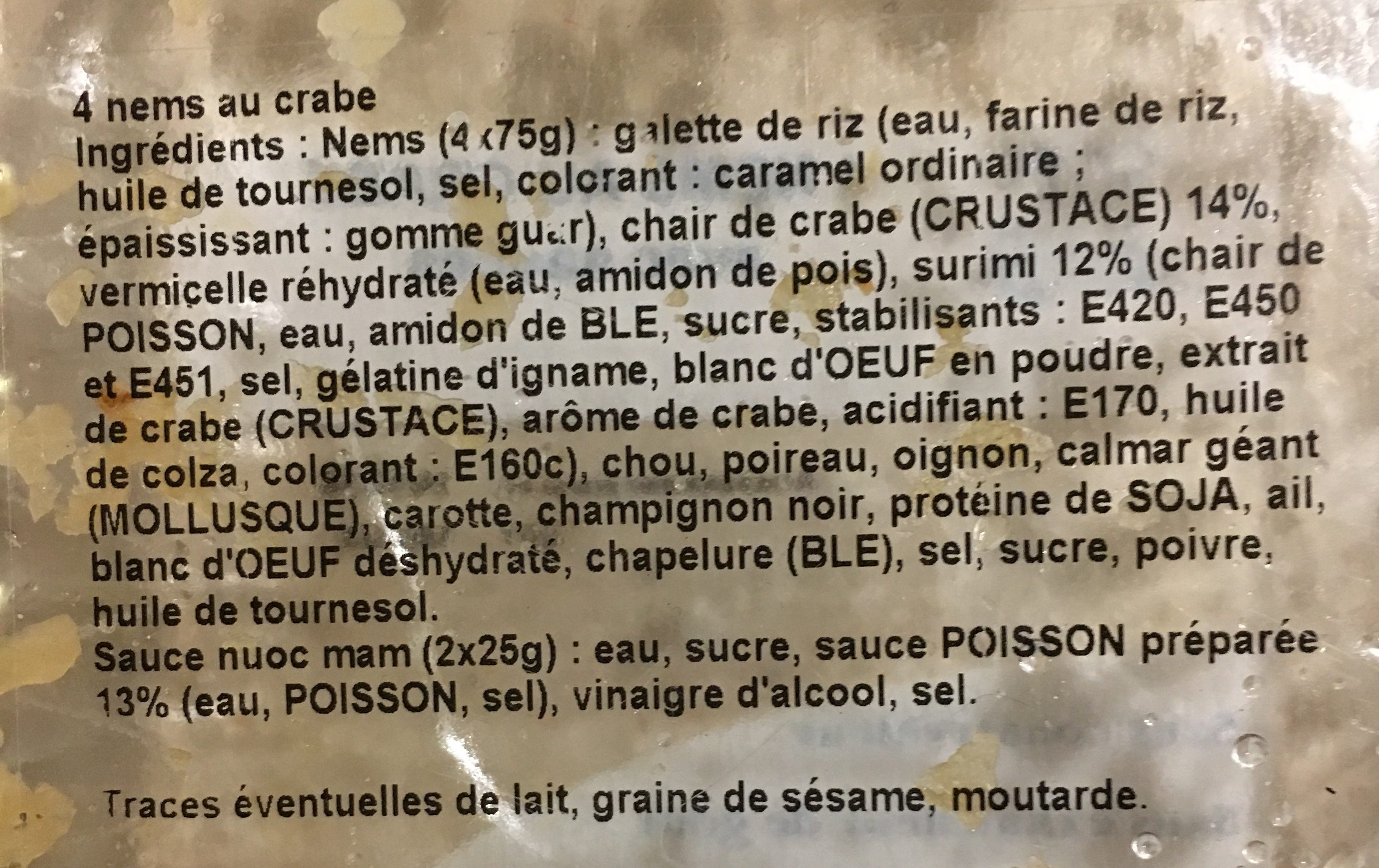 Nems au crabe - المكونات - fr