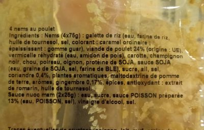 4 Nems au poulet + sauces DELICES D'ORIENT - المكونات - fr