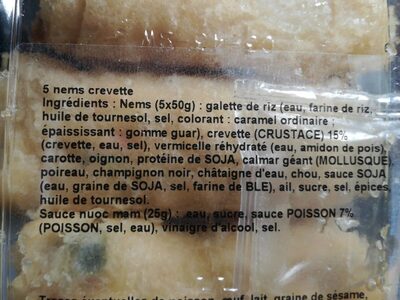 Nems crevettes avec sauce - المكونات - fr