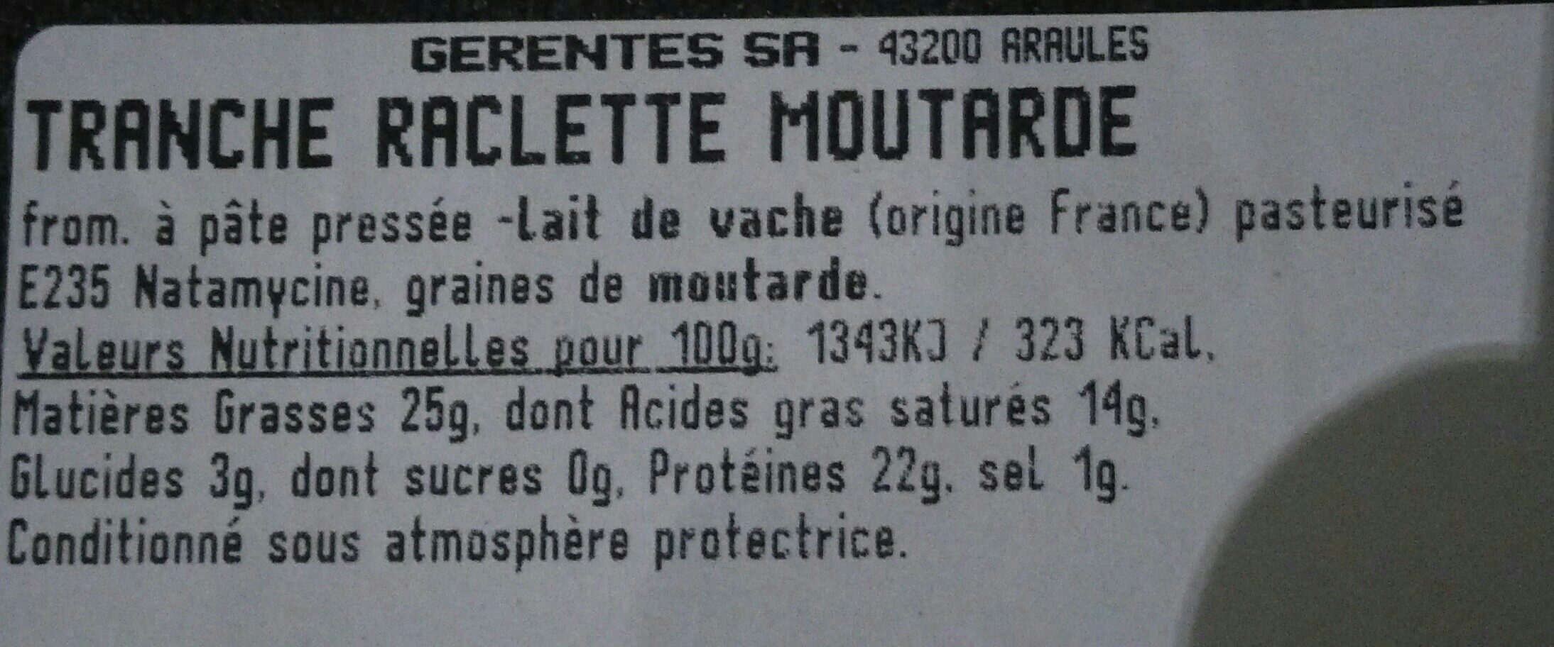 Raclette de montagne - Ingrédients