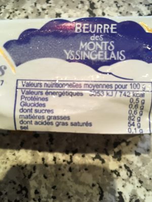 Beurre des Monts Yssingelais - Ingrédients
