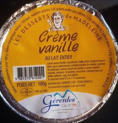 Crême Vanille - Valori nutrizionali - fr