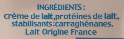 Crème liquide UHT - Ingrédients