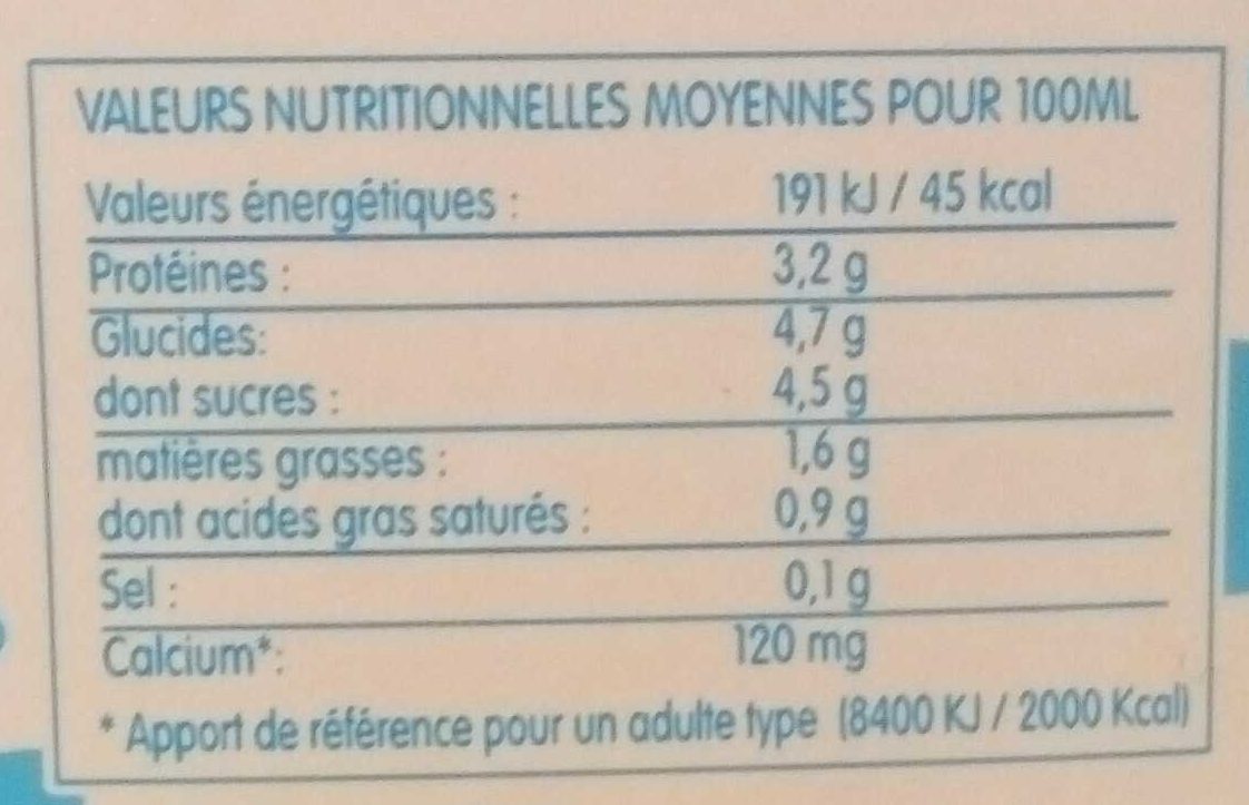 Lait demi-écrémé - Valori nutrizionali - fr