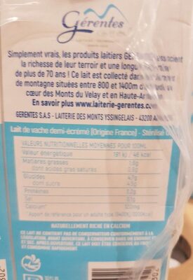 lait de montagne demi ecreme - Ingredienti - fr