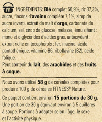 NESTLE FITNESS Nature Céréales 450g - Ingredientes - fr